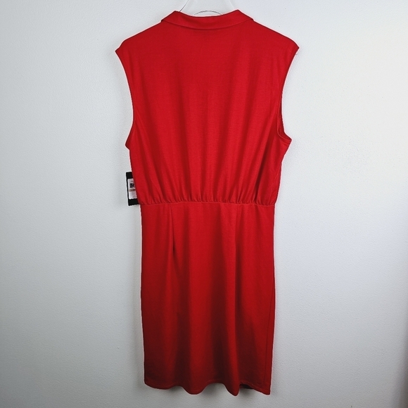 Guess Button Up T-Shirt Sleeveless Dress NWT Dark Coral - Picture 3 of 10